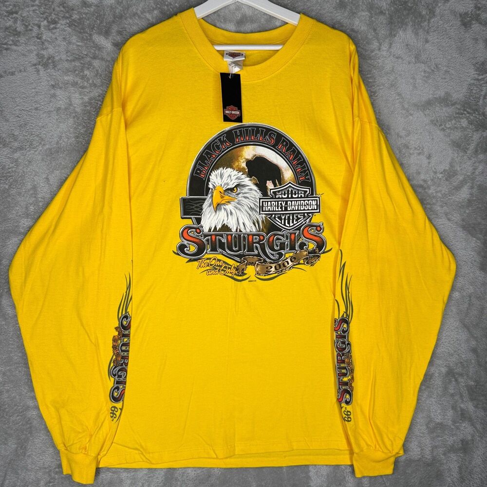 Vtg Harley Davidson T-Shirt Men 2XL Long Sleeve Sturgis Black Hills Rally 2006
